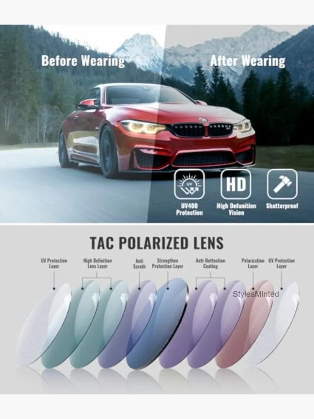 Polarized Sunglasses for Driving Fishing UV Protection